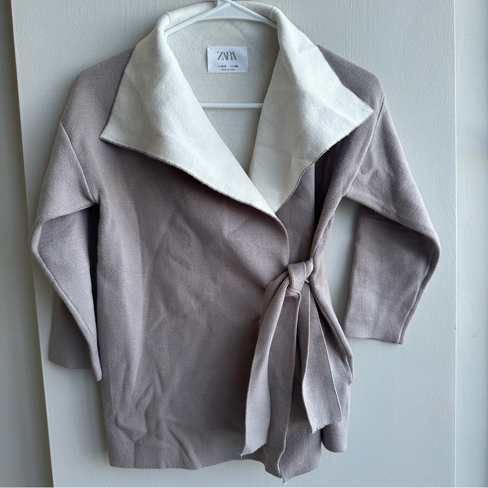 Zara Kids double faced knit wrap coat